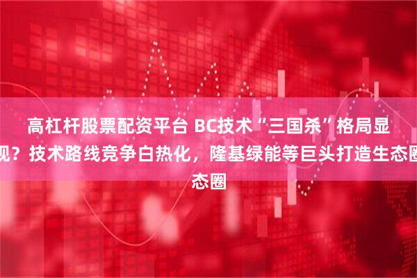 高杠杆股票配资平台 BC技术“三国杀”格局显现？技术路线竞争白热化，隆基绿能等巨头打造生态圈